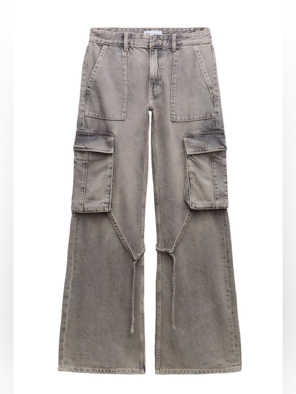 Zara TRF CARGO MID-RISE JEANS